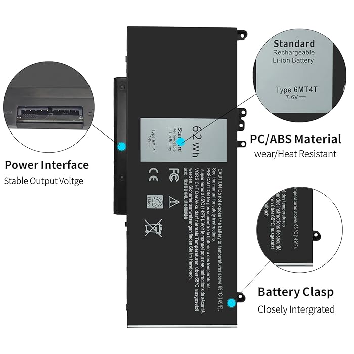 62Wh 6MT4T 7.6V 5470 5570 Laptop Battery for Dell Latitude E5470 E5570 Precision 3510 7V69Y TXF9M 79VRK 07V69Y 079VRK 0TXF9M 0HK6DV
