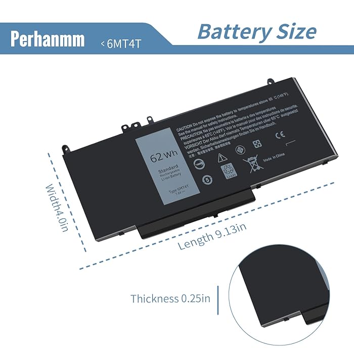62Wh 6MT4T 7.6V 5470 5570 Laptop Battery for Dell Latitude E5470 E5570 Precision 3510 7V69Y TXF9M 79VRK 07V69Y 079VRK 0TXF9M 0HK6DV