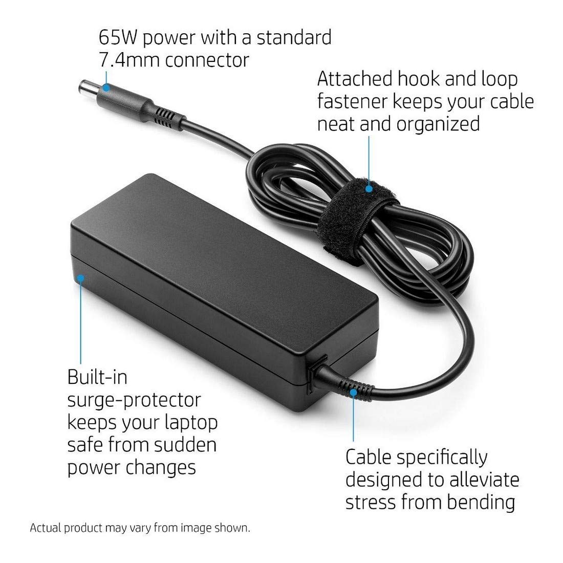 HP W7Q01AA#ACJ 65W 3-Pin Power Adapter (Black)