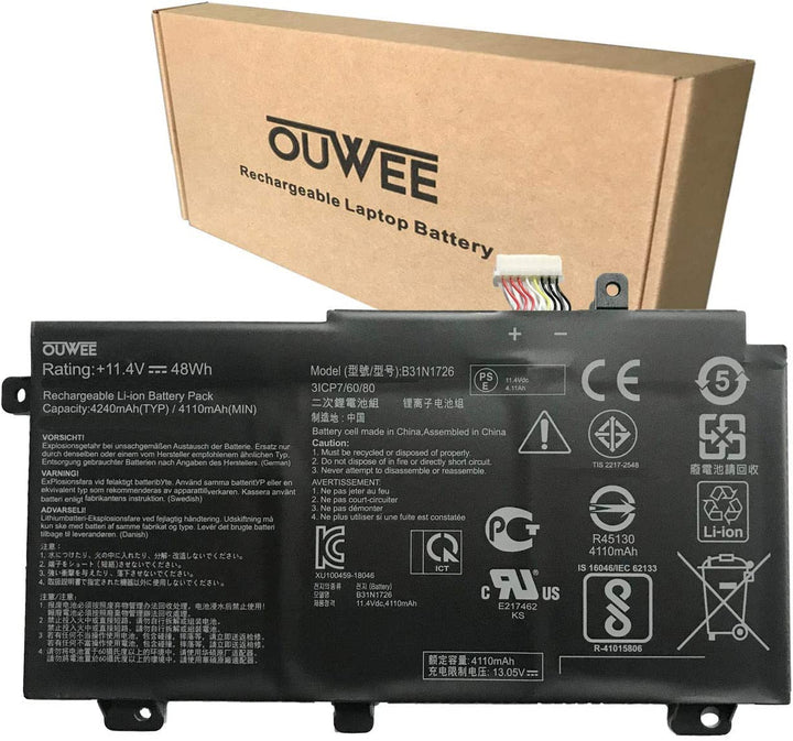 OUWEE B31N1726 Laptop Battery Compatible with Asus FX80 FX86 TUF FX504 FX504GE FX504GM FX505 FX505DT FX505DY FX505GE FX505GD 48Wh(Shape-A)