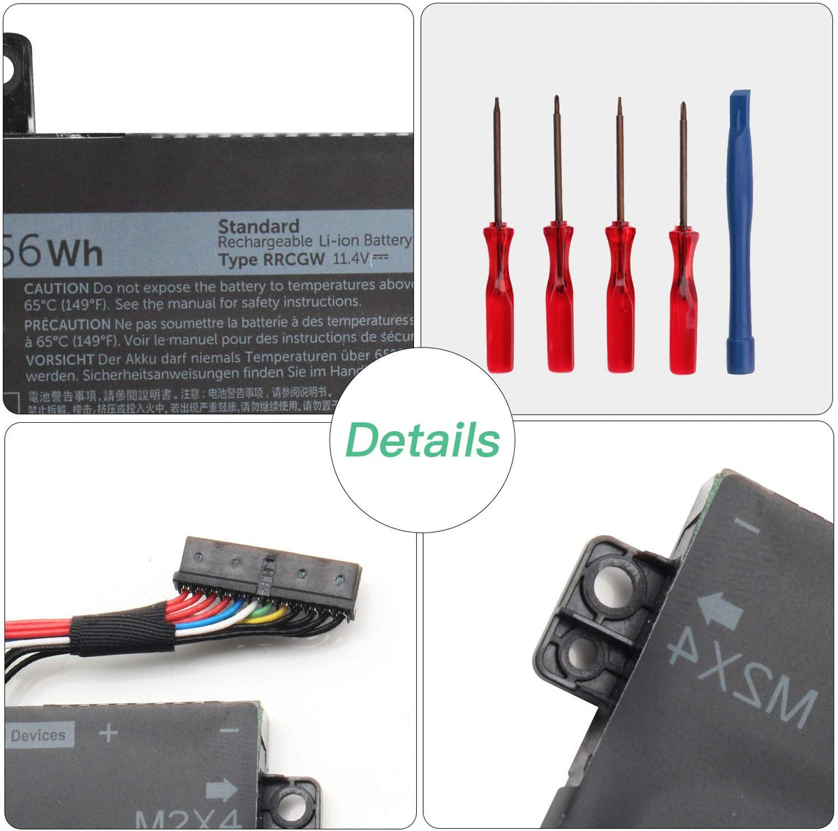 RRCGW Laptop Battery (56Wh) Compatible with DELL XPS 15 9550, Precision 5510 Series P56F P56F001 62MJV M7R96 0RRCGW 062MJV 11.4V 3-Cell