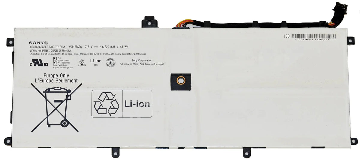Sony VGP-BPS36 Compatible with Sony Vaio Duo 13 Convertible Touch 13.3" Laptop Battery 48Wh 7.5V SVD13211CG SVD1321BPXB Series