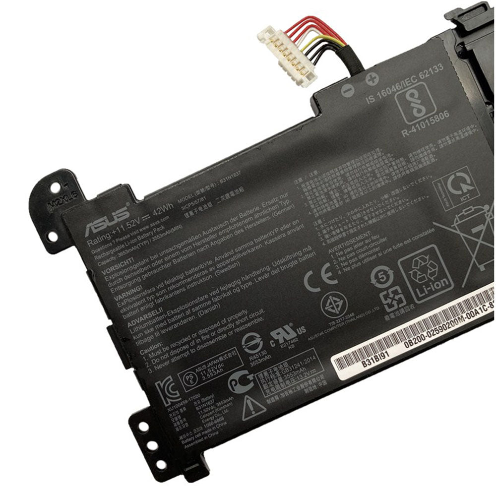 B31N1637 C31N1637 42Wh Laptop Battery for Asus VivoBook S5100U X510 X510U X510UF X510UQ X510UR X510UN S510UQ S510UA S510UR