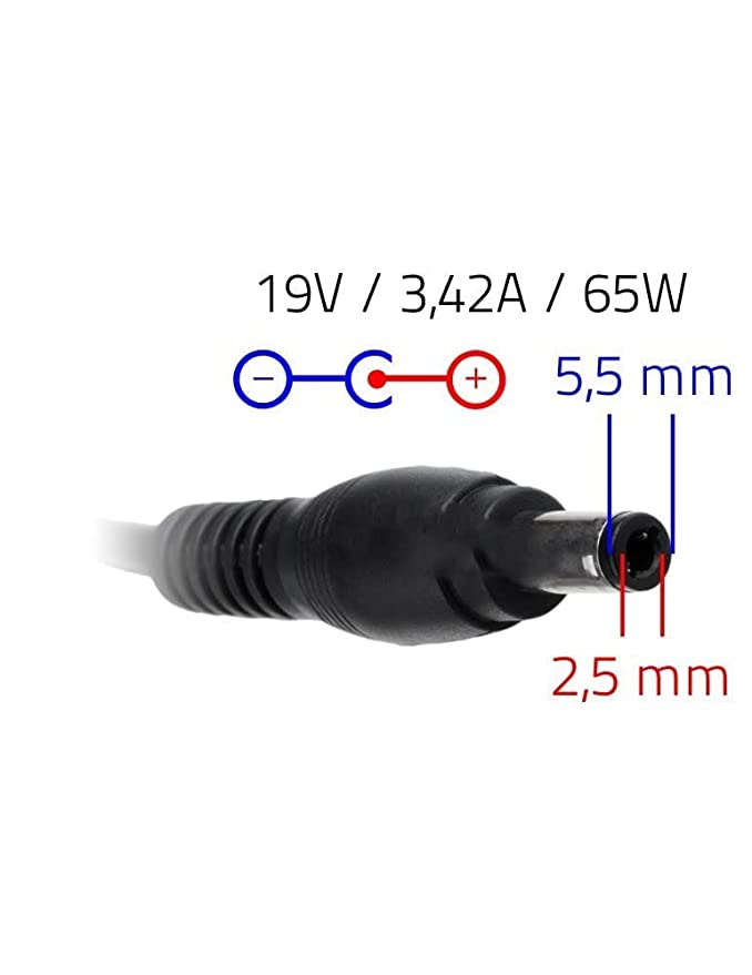 Acer 19V 5.5 X 2.5mm 65W Adapter for TravelMate P2 TMP2510-G2-MG, TMP253-M, TMP257-MG, TMP258-MG, TMP259-G2-MG, TMP259-MG
