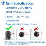 Asus 65W 4.0mm*1.35mm Laptop Adaptor for Asus A42F A52F K53BE K55A K56CA X550CA X450CA X501A U53F - Image 3