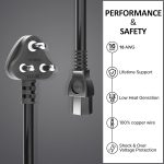WMart New 1.5M Power Cable, Plug IEC Computer Mains Power Cable Cord for Desktop 3 pin Power Cable for PC, Power Cable for Monitor SMPS and Printer, Power Supply, TV - Image 2