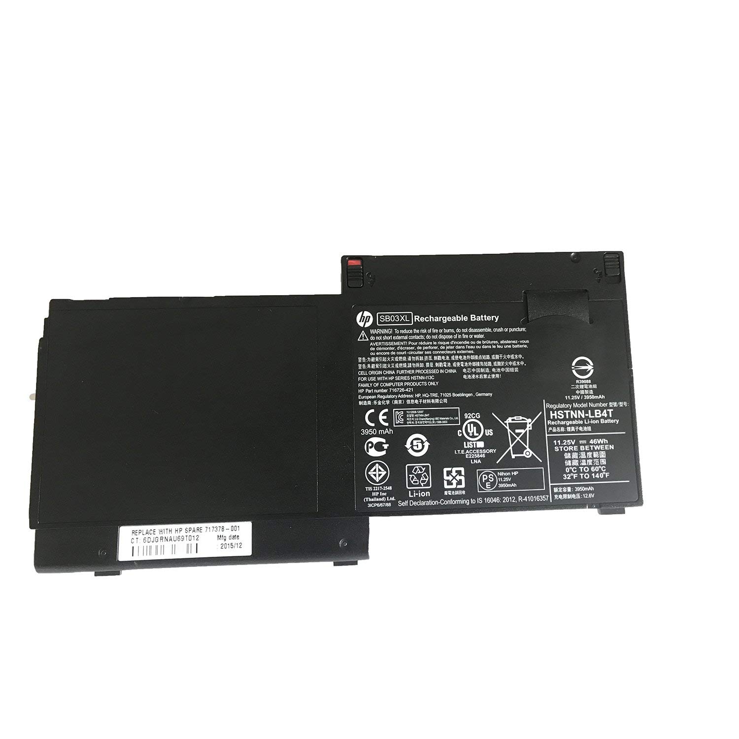 11.1V 46wh 6cell SB03XL New HP original Laptop Battery for HP HSTNN-LB4T SB03046XL SB03XL IB4T 820 G1 - Image 2