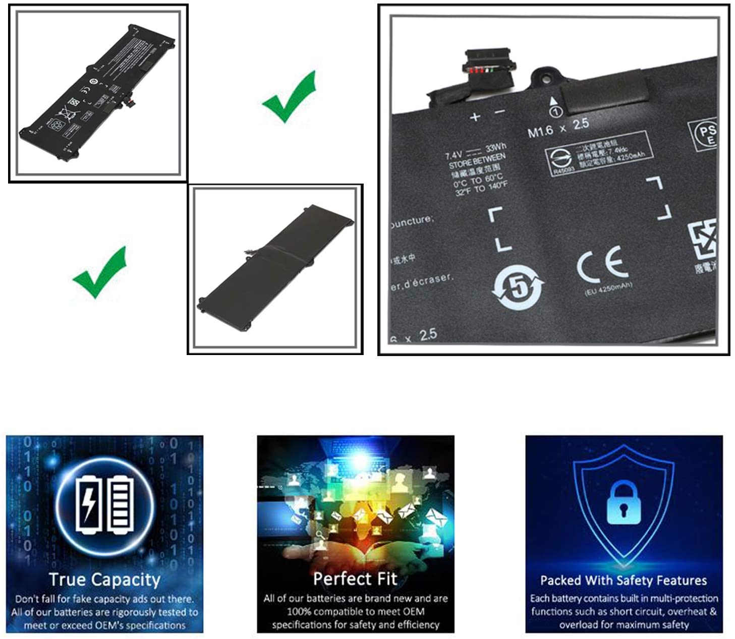 7.4V 33Wh HP original OL02XL Laptop Battery compatible with HP Elite x2 1011 G1 750549-001 HSTNN-DB5Z L8L94PA M5T71PA OL02033XL - Image 3
