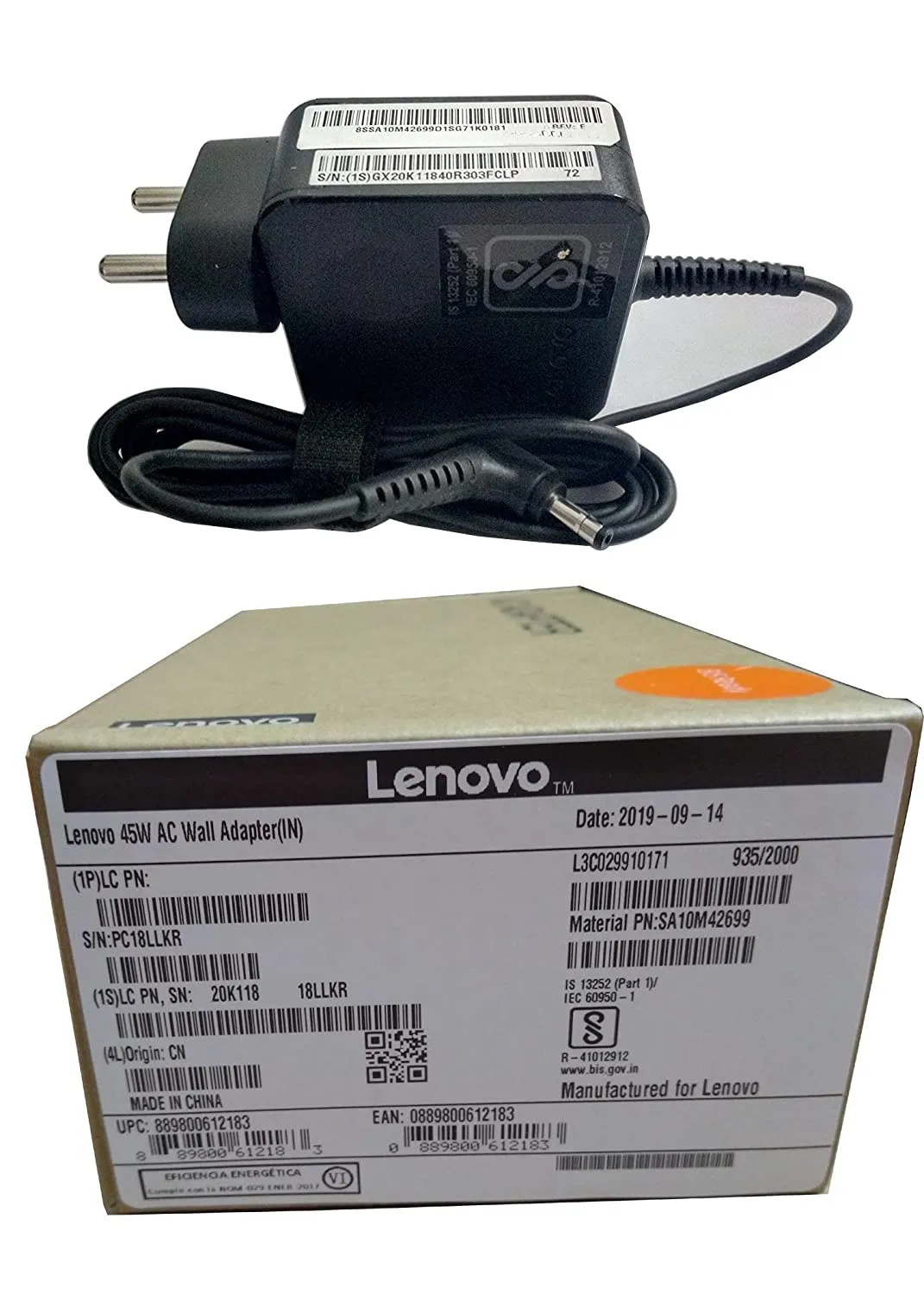 Lenovo Original 45W 20V Laptop Adapter Charger for Ideapad 100-14IBY 100-15IBY