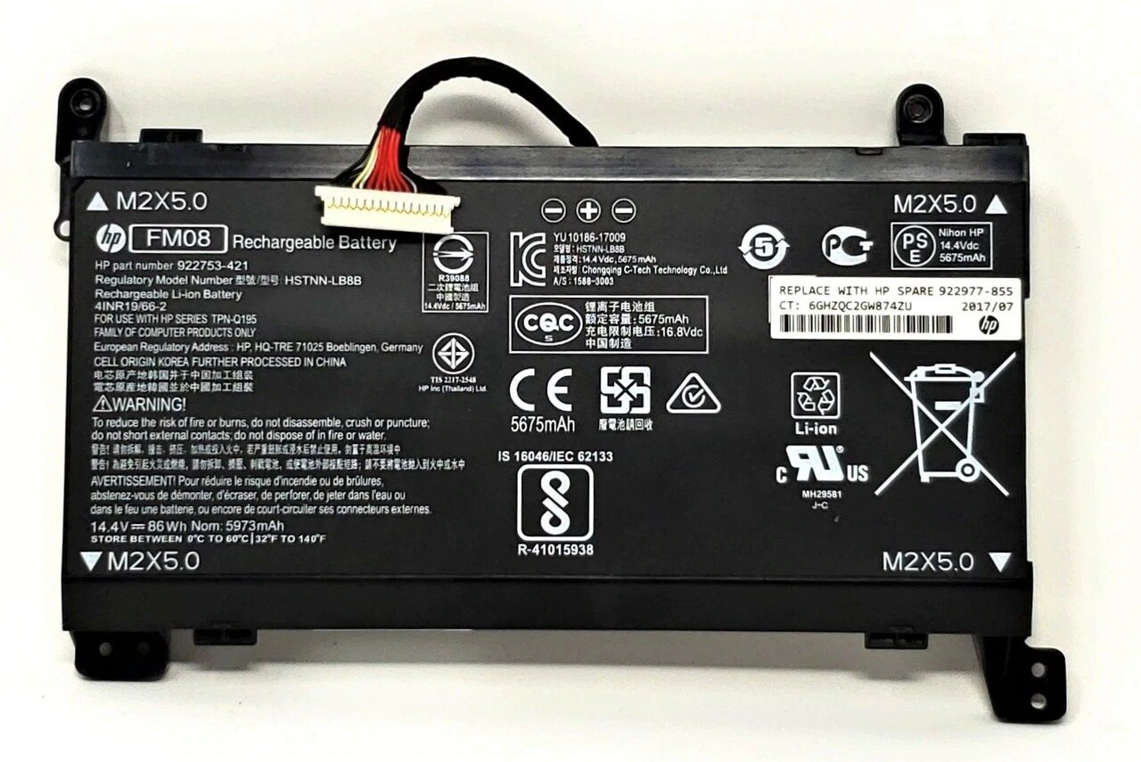 HP original FM08 Laptop Battery compatible with HP Omen 17-an014ng HSTNN-LB8B 922753-421 922977-855 Series 16 Cables