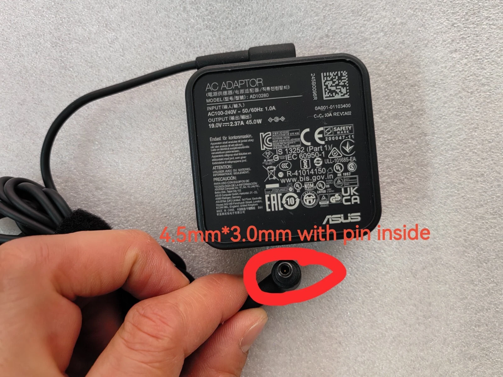 Asus 45W 4.5*3.0mm 19V 2.37A Original Power Adapter AC-AS-ADP-45BW - Image 4