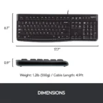 Logitech K120 Corded USB Keyboard with Spill Resistant Design - Black - Image 4
